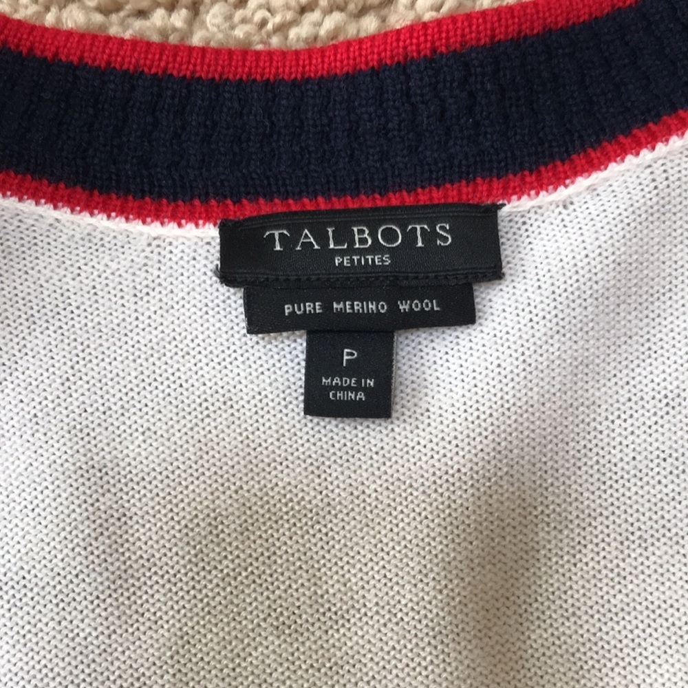 Talbots Cream Front Button Merino Wool Cardigan . - image 5